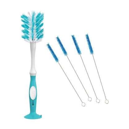 Deluxe Baby Bottle Cleaning Brush with Vent Brush, 1-Pack + Anti-Colic Options+ Vent/Reservoir Cleaning Brushes, BPA-Free, Blue, 5 Count