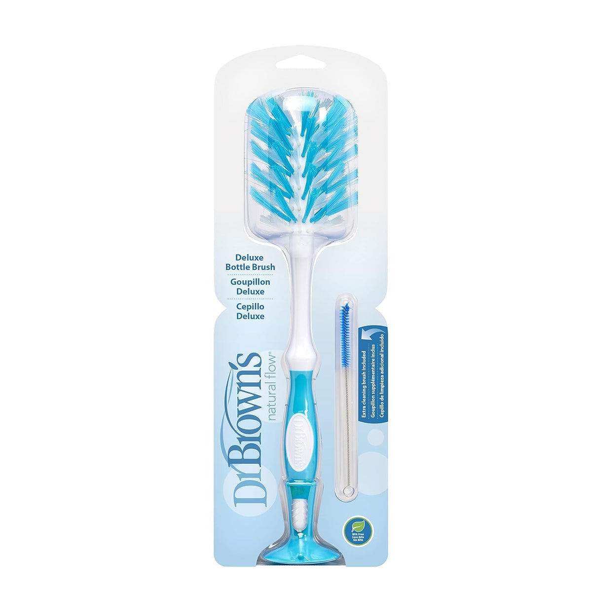 Deluxe Baby Bottle Cleaning Brush with Vent Brush, 1-Pack + Anti-Colic Options+ Vent/Reservoir Cleaning Brushes, BPA-Free, Blue, 5 Count
