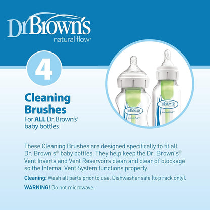 Deluxe Baby Bottle Cleaning Brush with Vent Brush, 1-Pack + Anti-Colic Options+ Vent/Reservoir Cleaning Brushes, BPA-Free, Blue, 5 Count