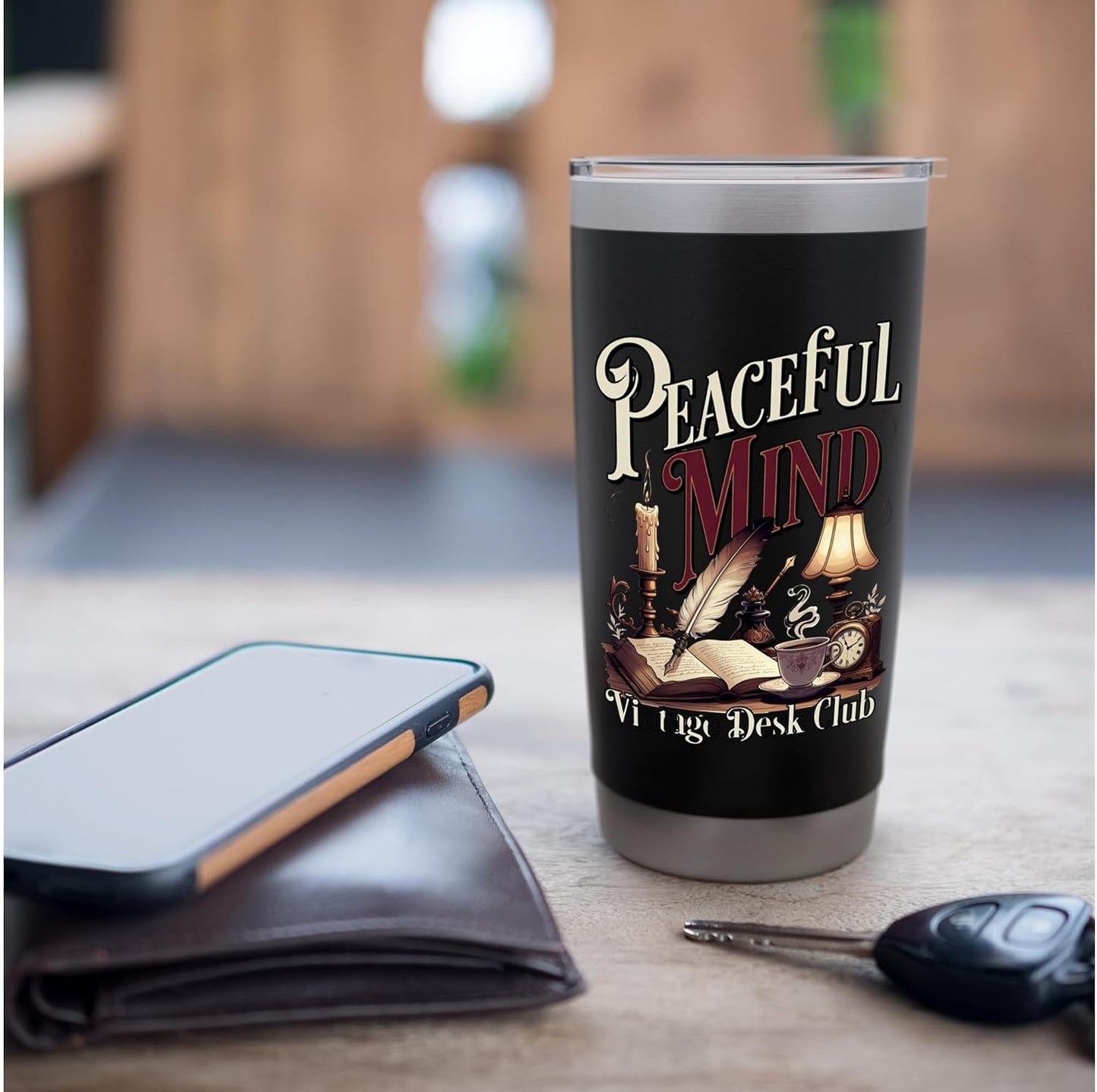 Peaceful Vintage Desk Aesthetic Stainless Steel Insulated Tumbler