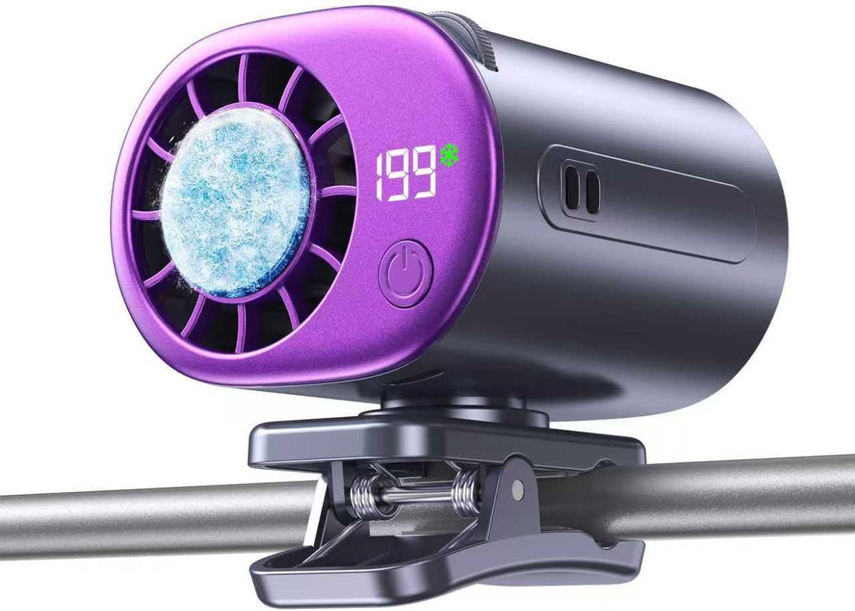 Clip-On Portable Fan with Ice Cooling, 20000 RPM Rechargeable Handheld Turbo Fan, 360° Rotating Detachable Clip, Mini Stroller Fan for Baby, Compact Travel Essentials, Summer Gifts for Women,Grey