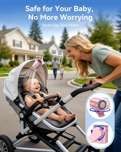 Clip-On Portable Fan with Ice Cooling, 20000 RPM Rechargeable Handheld Turbo Fan, 360° Rotating Detachable Clip, Mini Stroller Fan for Baby, Compact Travel Essentials, Summer Gifts for Women,Grey