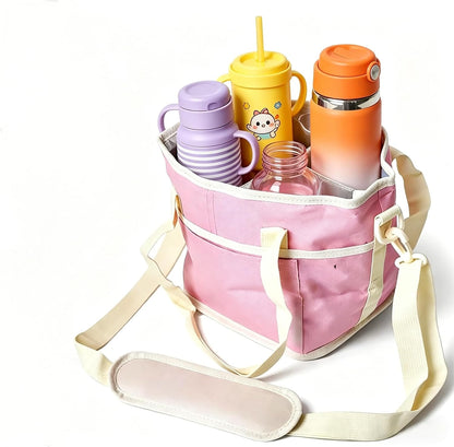 No-Spill Car Drink Carrier Bag, 2026 New 4 Compartment Drink Bag, Family Size 4 Compartment Drink Bag for Picnic Insulated Drink Carrier with Front Pocket for Travel Portable Tumbler Tote (Black)
