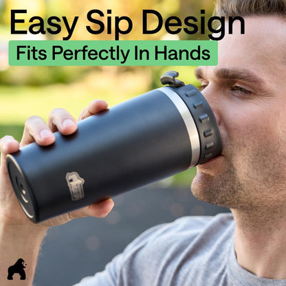 304 Stainless Steel Double Insulated Travel Coffee Mug, Leakproof Lid with Smooth Sip Top, Prevent Spills, Dent & Rust Resistant Reusable Tumbler Cup, Thermal Mugs for Drinks, 20oz, Black