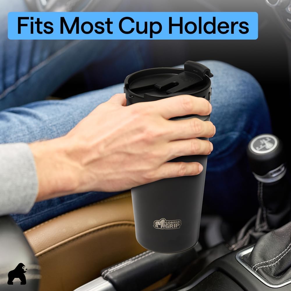 304 Stainless Steel Double Insulated Travel Coffee Mug, Leakproof Lid with Smooth Sip Top, Prevent Spills, Dent & Rust Resistant Reusable Tumbler Cup, Thermal Mugs for Drinks, 20oz, Black
