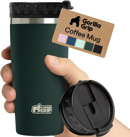 304 Stainless Steel Double Insulated Travel Coffee Mug, Leakproof Lid with Smooth Sip Top, Prevent Spills, Dent & Rust Resistant Reusable Tumbler Cup, Thermal Mugs for Drinks, 20oz, Black