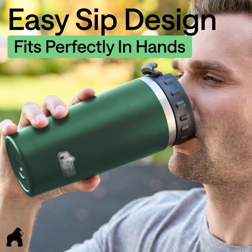 304 Stainless Steel Double Insulated Travel Coffee Mug, Leakproof Lid with Smooth Sip Top, Prevent Spills, Dent & Rust Resistant Reusable Tumbler Cup, Thermal Mugs for Drinks, 20oz, Black
