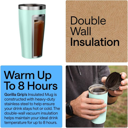304 Stainless Steel Double Insulated Travel Coffee Mug, Leakproof Lid with Smooth Sip Top, Prevent Spills, Dent & Rust Resistant Reusable Tumbler Cup, Thermal Mugs for Drinks, 20oz, Black