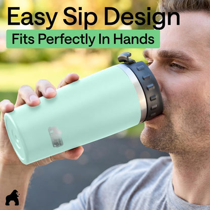 304 Stainless Steel Double Insulated Travel Coffee Mug, Leakproof Lid with Smooth Sip Top, Prevent Spills, Dent & Rust Resistant Reusable Tumbler Cup, Thermal Mugs for Drinks, 20oz, Black