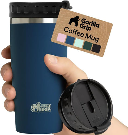 304 Stainless Steel Double Insulated Travel Coffee Mug, Leakproof Lid with Smooth Sip Top, Prevent Spills, Dent & Rust Resistant Reusable Tumbler Cup, Thermal Mugs for Drinks, 20oz, Black
