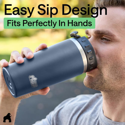 304 Stainless Steel Double Insulated Travel Coffee Mug, Leakproof Lid with Smooth Sip Top, Prevent Spills, Dent & Rust Resistant Reusable Tumbler Cup, Thermal Mugs for Drinks, 20oz, Black