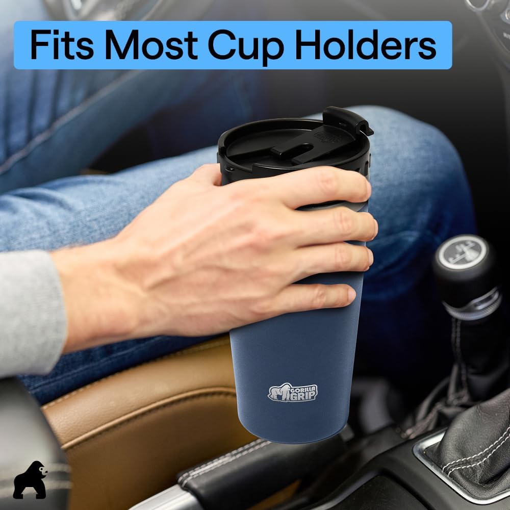 304 Stainless Steel Double Insulated Travel Coffee Mug, Leakproof Lid with Smooth Sip Top, Prevent Spills, Dent & Rust Resistant Reusable Tumbler Cup, Thermal Mugs for Drinks, 20oz, Black
