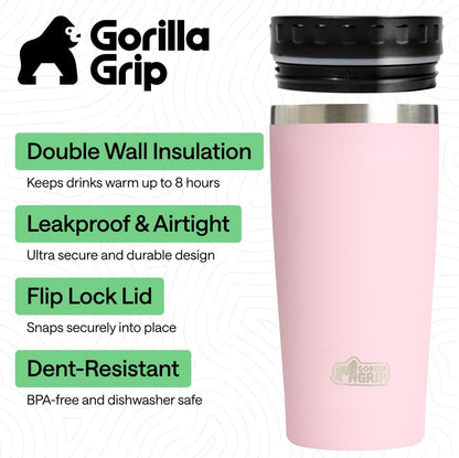 304 Stainless Steel Double Insulated Travel Coffee Mug, Leakproof Lid with Smooth Sip Top, Prevent Spills, Dent & Rust Resistant Reusable Tumbler Cup, Thermal Mugs for Drinks, 20oz, Black