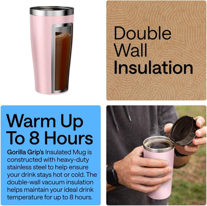 304 Stainless Steel Double Insulated Travel Coffee Mug, Leakproof Lid with Smooth Sip Top, Prevent Spills, Dent & Rust Resistant Reusable Tumbler Cup, Thermal Mugs for Drinks, 20oz, Black