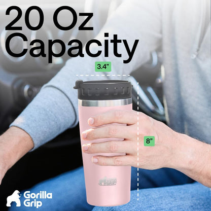 304 Stainless Steel Double Insulated Travel Coffee Mug, Leakproof Lid with Smooth Sip Top, Prevent Spills, Dent & Rust Resistant Reusable Tumbler Cup, Thermal Mugs for Drinks, 20oz, Black