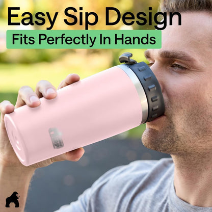 304 Stainless Steel Double Insulated Travel Coffee Mug, Leakproof Lid with Smooth Sip Top, Prevent Spills, Dent & Rust Resistant Reusable Tumbler Cup, Thermal Mugs for Drinks, 20oz, Black
