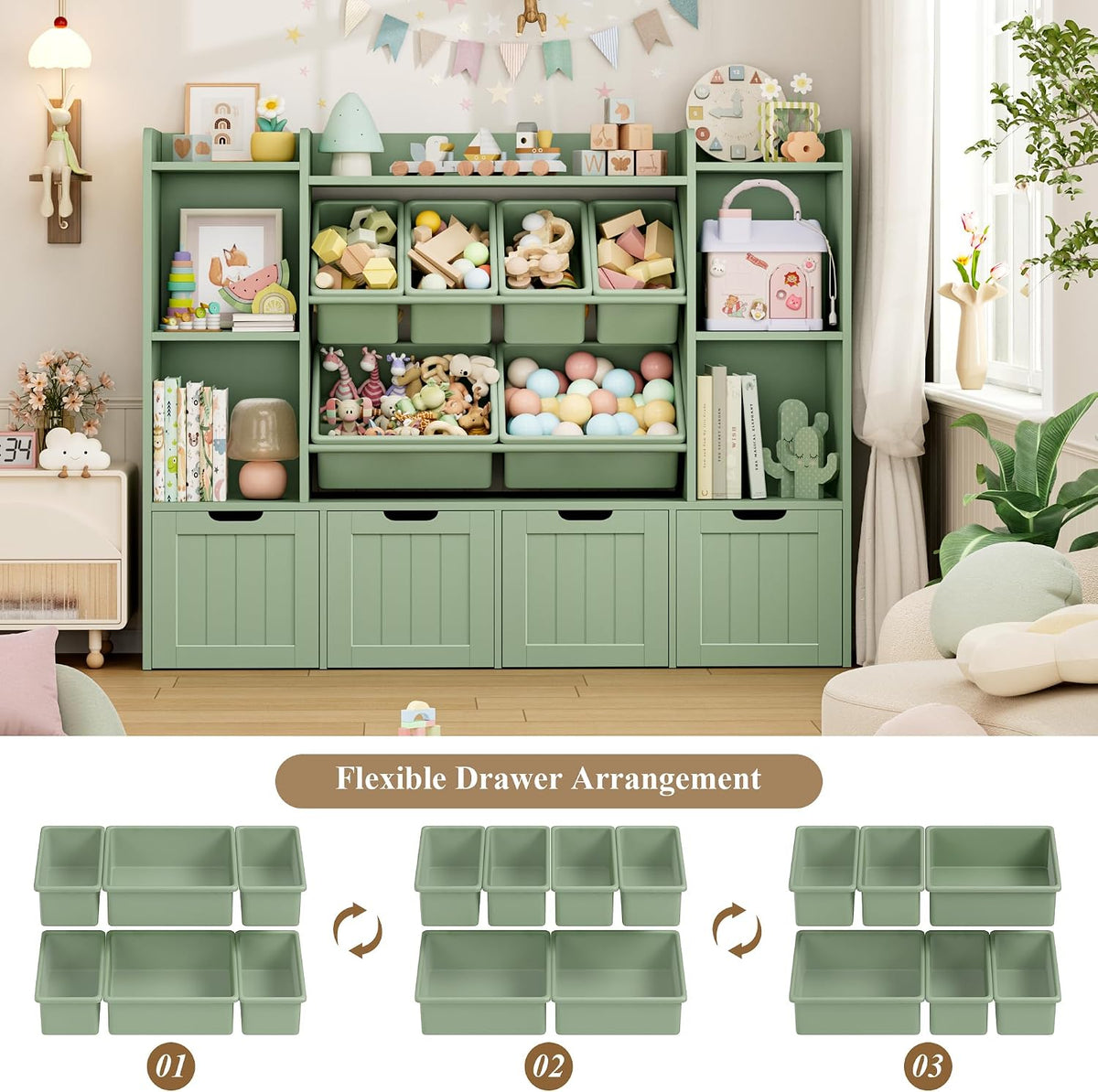 Toy Storage Organizer with Movable Drawer Toy Organizer for Kids