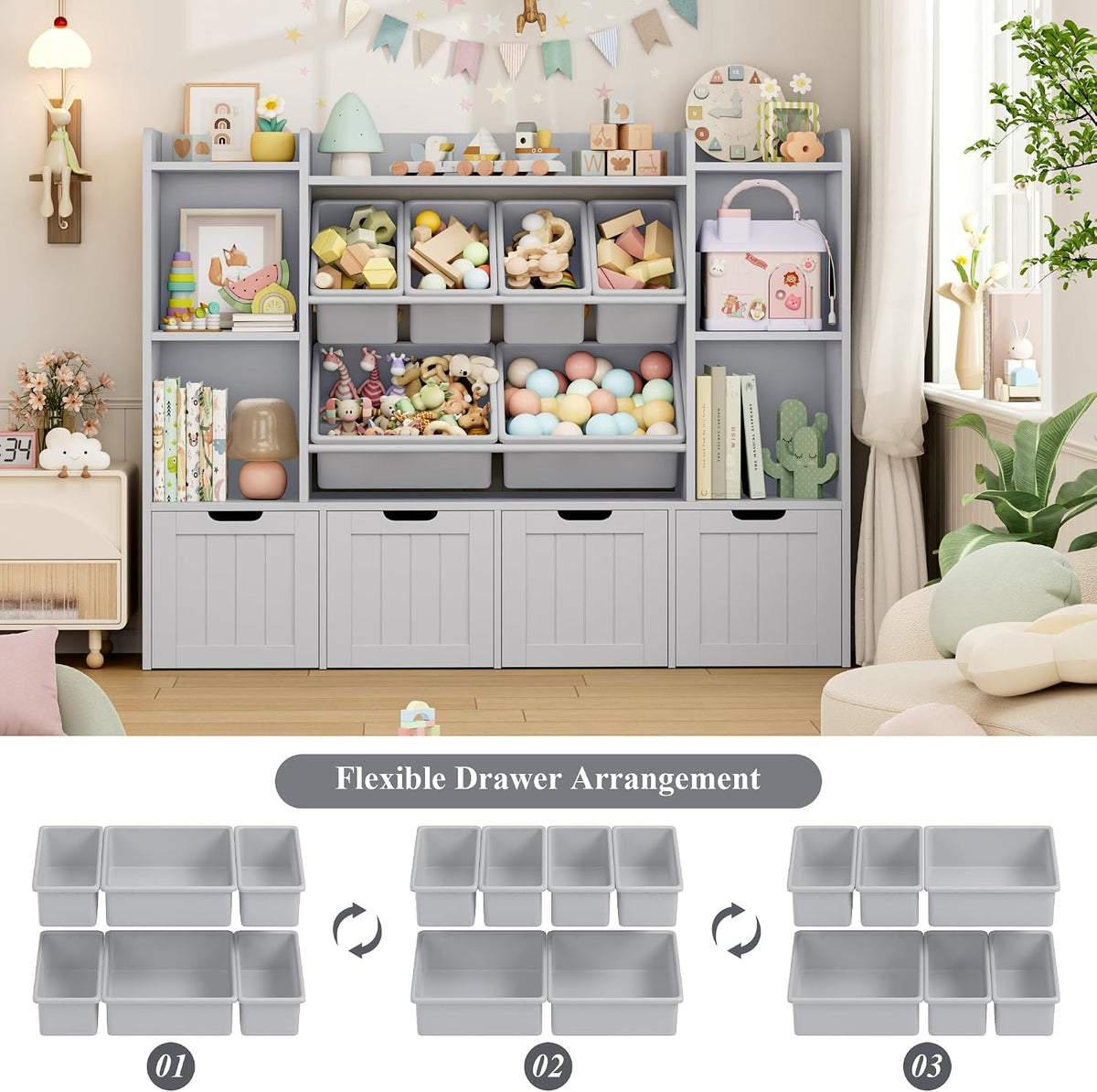 Toy Storage Organizer with Movable Drawer Toy Organizer for Kids
