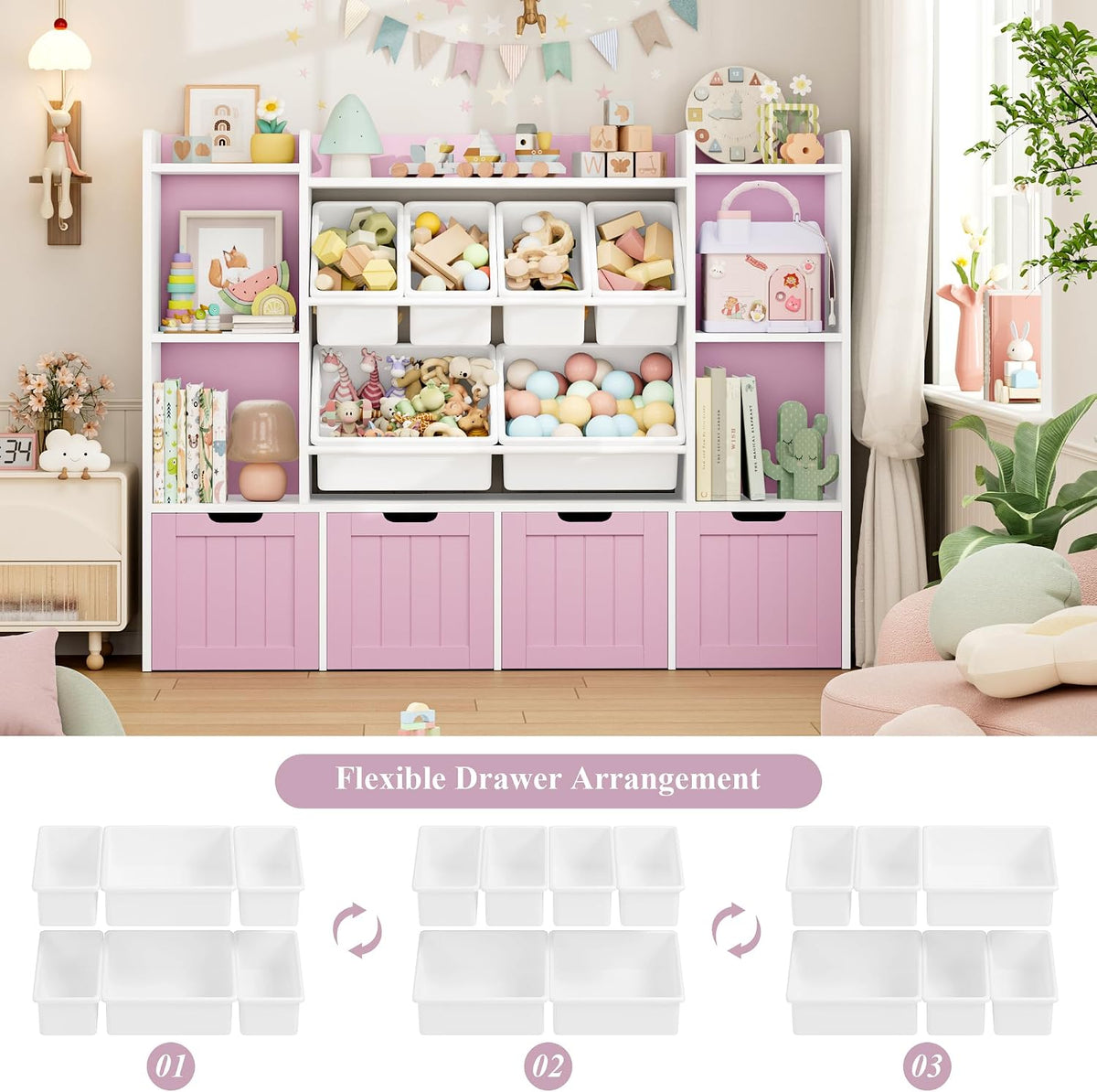 Toy Storage Organizer with Movable Drawer Toy Organizer for Kids