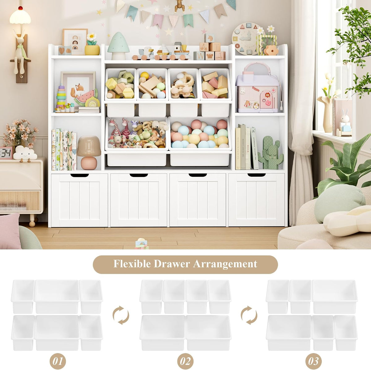 Toy Storage Organizer with Movable Drawer Toy Organizer for Kids
