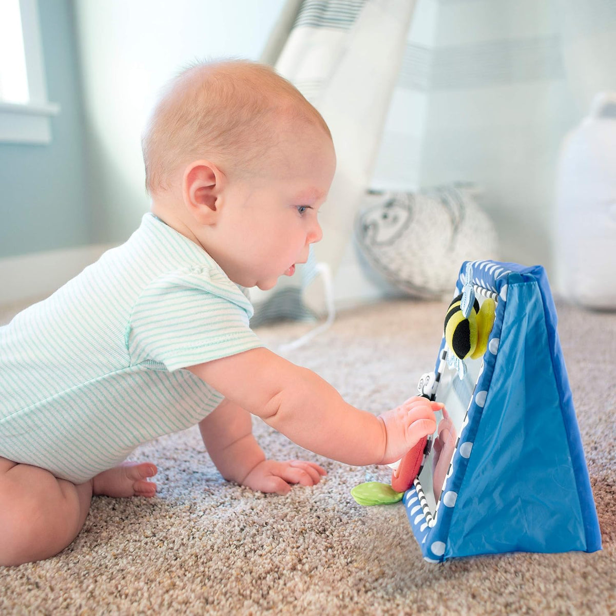 Tummy Time Floor Mirror, Developmental Baby Toy, Newborn Essential, Great Shower Gift, 0+ months
