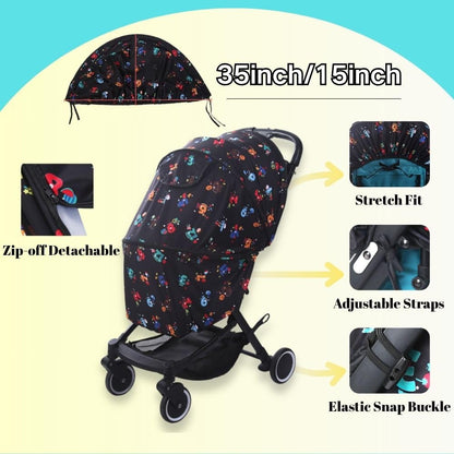 Baby Stroller Sun Shade - Waterproof UPF50+ Blackout Cover | Lightweight Lycra with Ventilated Mesh | Fits Infant Car Seat, Buggy, Bassinet, Carrycot, Numbers