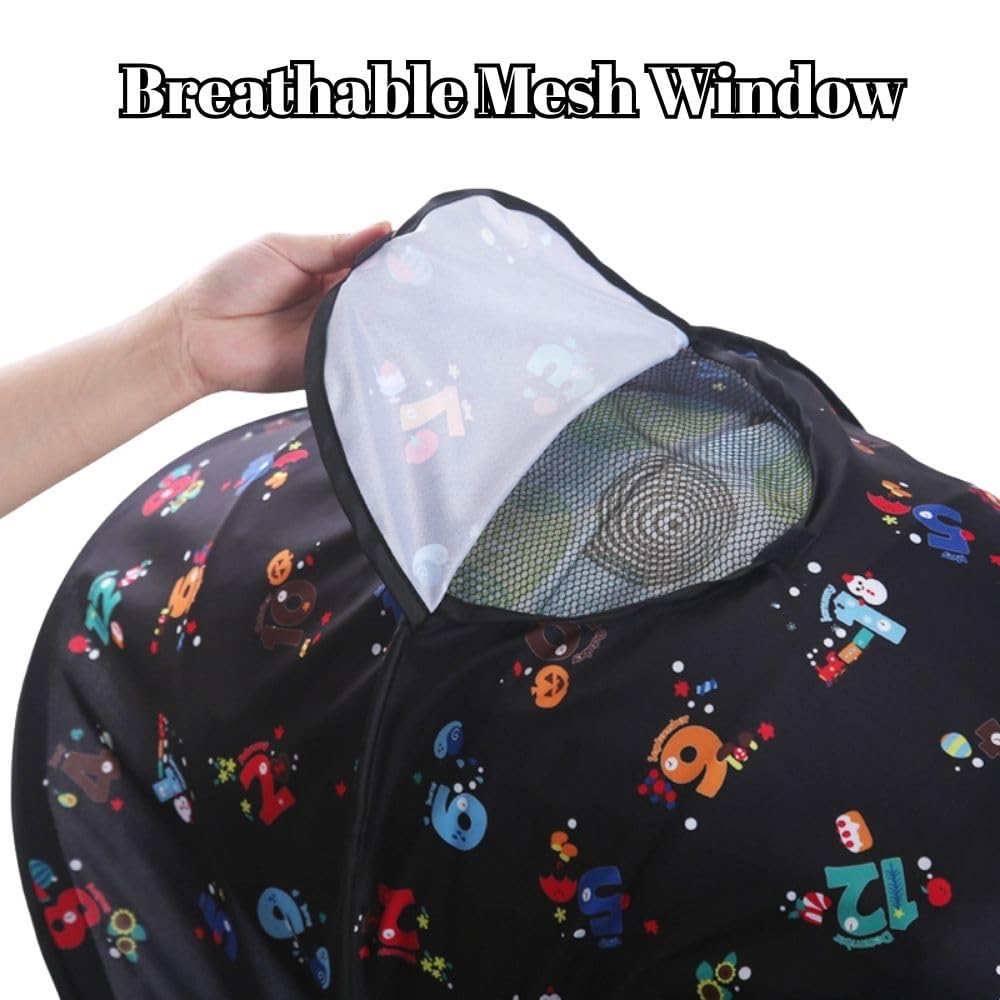 Baby Stroller Sun Shade - Waterproof UPF50+ Blackout Cover | Lightweight Lycra with Ventilated Mesh | Fits Infant Car Seat, Buggy, Bassinet, Carrycot, Numbers