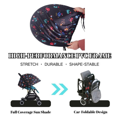 Baby Stroller Sun Shade - Waterproof UPF50+ Blackout Cover | Lightweight Lycra with Ventilated Mesh | Fits Infant Car Seat, Buggy, Bassinet, Carrycot, Numbers