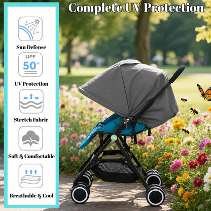Baby Stroller Sun Shade - Waterproof UPF50+ Blackout Cover | Lightweight Lycra with Ventilated Mesh | Fits Infant Car Seat, Buggy, Bassinet, Carrycot, Numbers