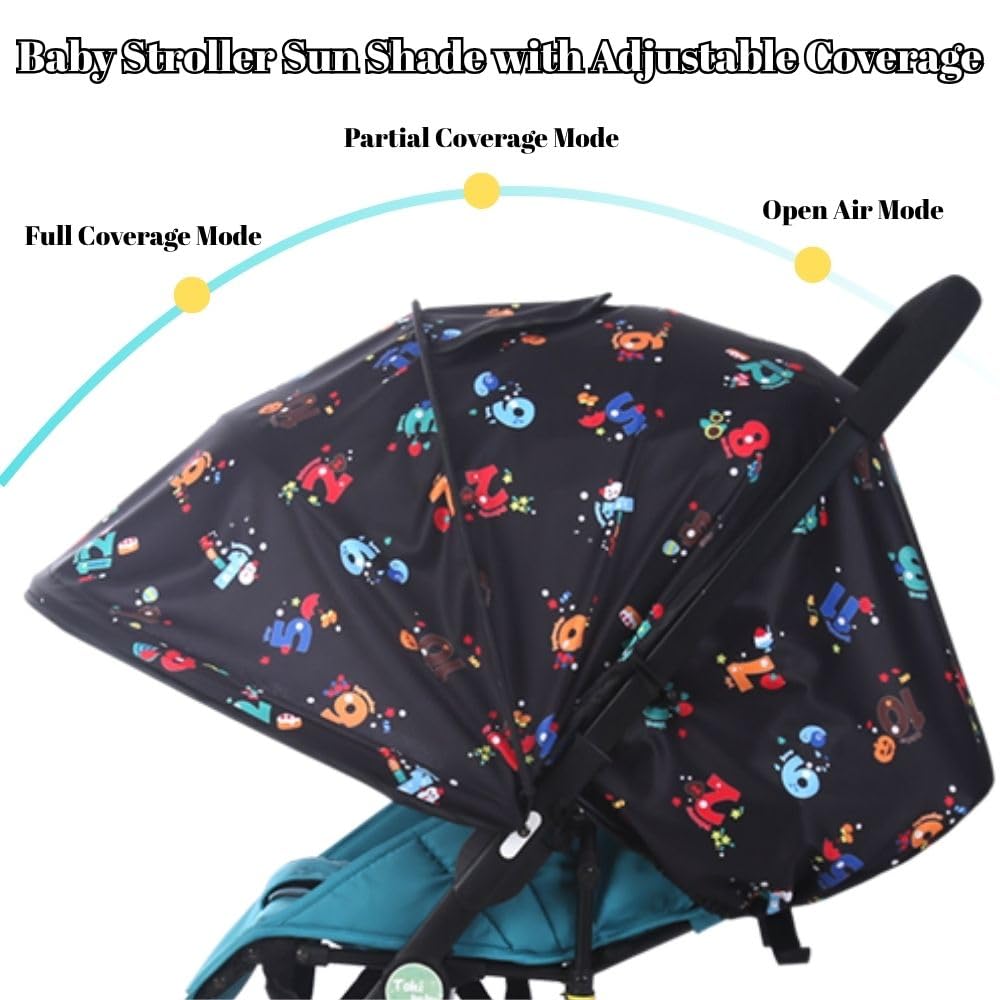 Baby Stroller Sun Shade - Waterproof UPF50+ Blackout Cover | Lightweight Lycra with Ventilated Mesh | Fits Infant Car Seat, Buggy, Bassinet, Carrycot, Numbers