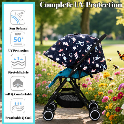 Baby Stroller Sun Shade - Waterproof UPF50+ Blackout Cover | Lightweight Lycra with Ventilated Mesh | Fits Infant Car Seat, Buggy, Bassinet, Carrycot, Numbers