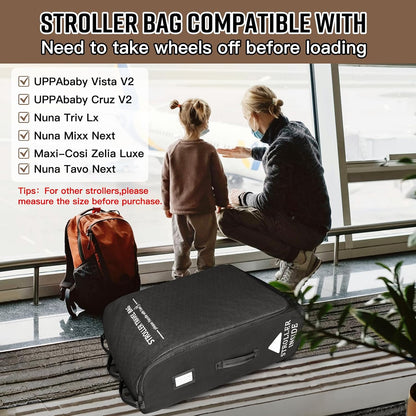 Padded Stroller Travel Bag for Airplane with Wheels