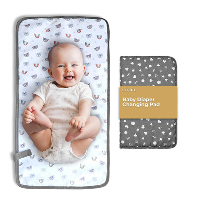 Waterproof Baby Changing Pad Liners - 3 Layer Quilted Absorbent Diaper Changing Mat - Reusable Washable Changing Table Pad - 13.8 x 23.2 Inch - Grey