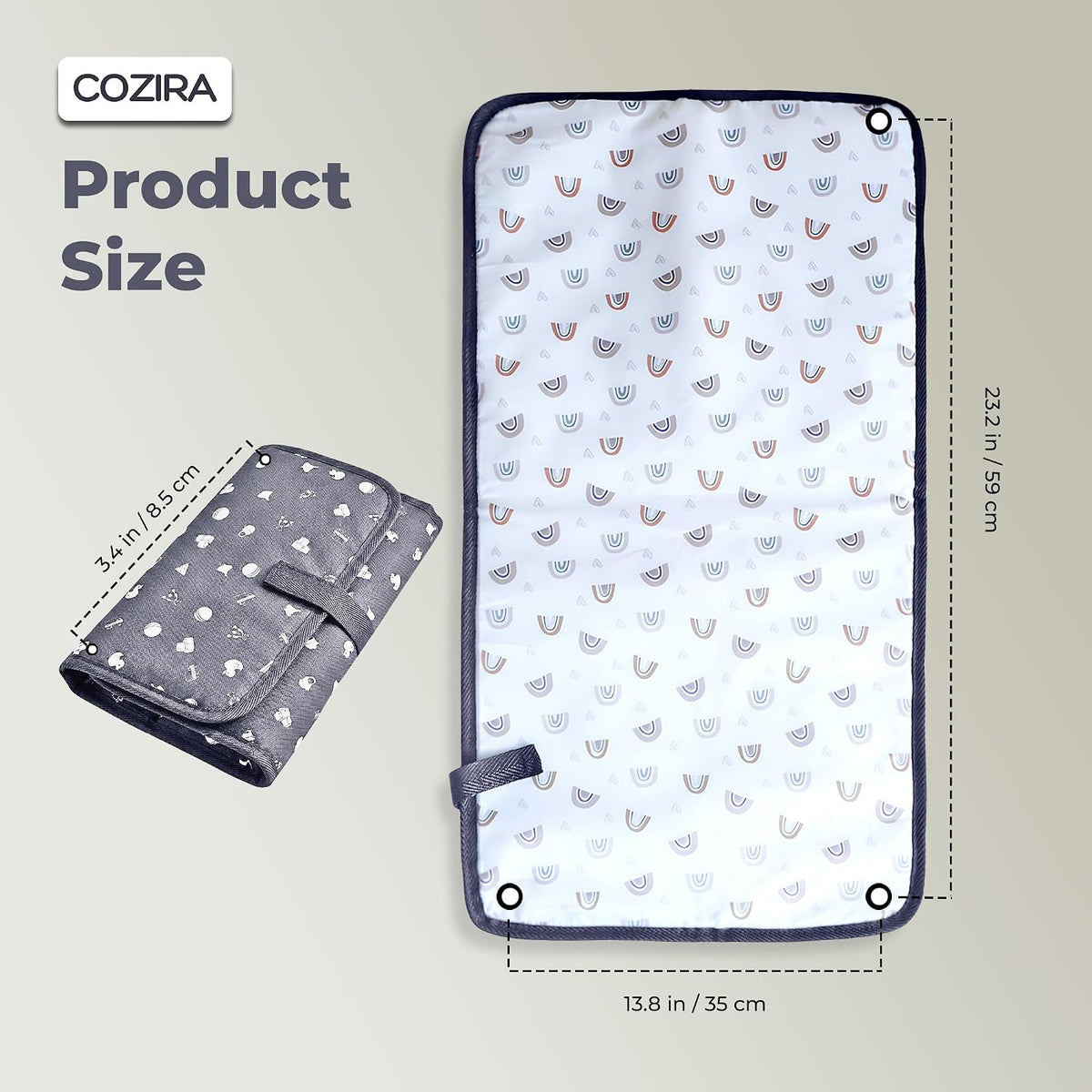 Waterproof Baby Changing Pad Liners - 3 Layer Quilted Absorbent Diaper Changing Mat - Reusable Washable Changing Table Pad - 13.8 x 23.2 Inch - Grey