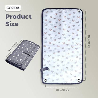 Waterproof Baby Changing Pad Liners - 3 Layer Quilted Absorbent Diaper Changing Mat - Reusable Washable Changing Table Pad - 13.8 x 23.2 Inch - Grey