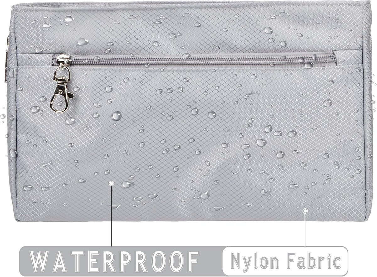 Expandable Nylon Handbag Purse Organizer Insert Liner Shaper Bag in Bag Beige Grey XLarge