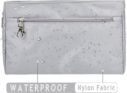 Expandable Nylon Handbag Purse Organizer Insert Liner Shaper Bag in Bag Beige Grey XLarge