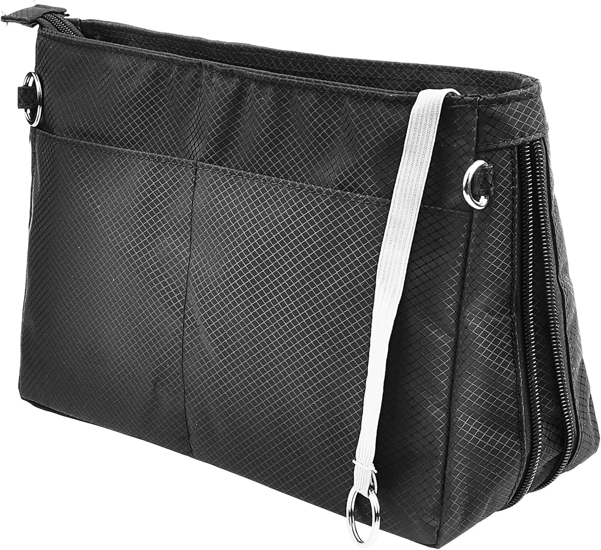 Expandable Nylon Handbag Purse Organizer Insert Liner Shaper Bag in Bag Beige Grey XLarge