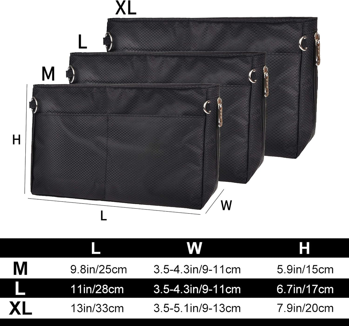 Expandable Nylon Handbag Purse Organizer Insert Liner Shaper Bag in Bag Beige Grey XLarge
