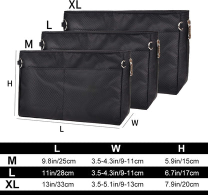 Expandable Nylon Handbag Purse Organizer Insert Liner Shaper Bag in Bag Beige Grey XLarge