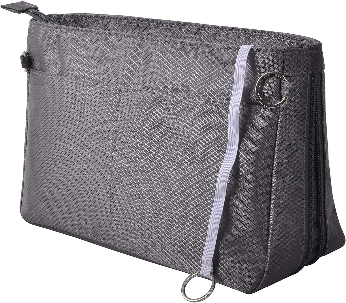 Expandable Nylon Handbag Purse Organizer Insert Liner Shaper Bag in Bag Beige Grey XLarge