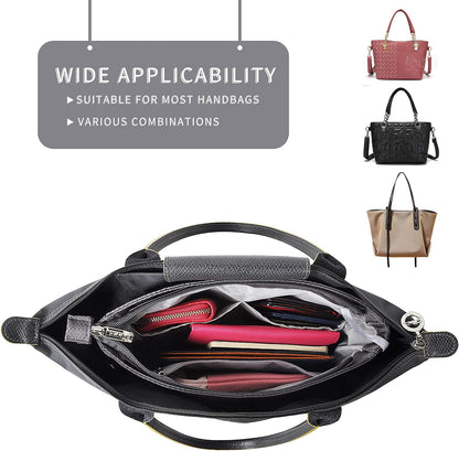 Expandable Nylon Handbag Purse Organizer Insert Liner Shaper Bag in Bag Beige Grey XLarge