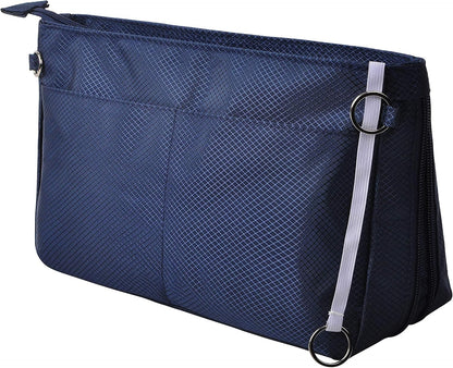 Expandable Nylon Handbag Purse Organizer Insert Liner Shaper Bag in Bag Beige Grey XLarge