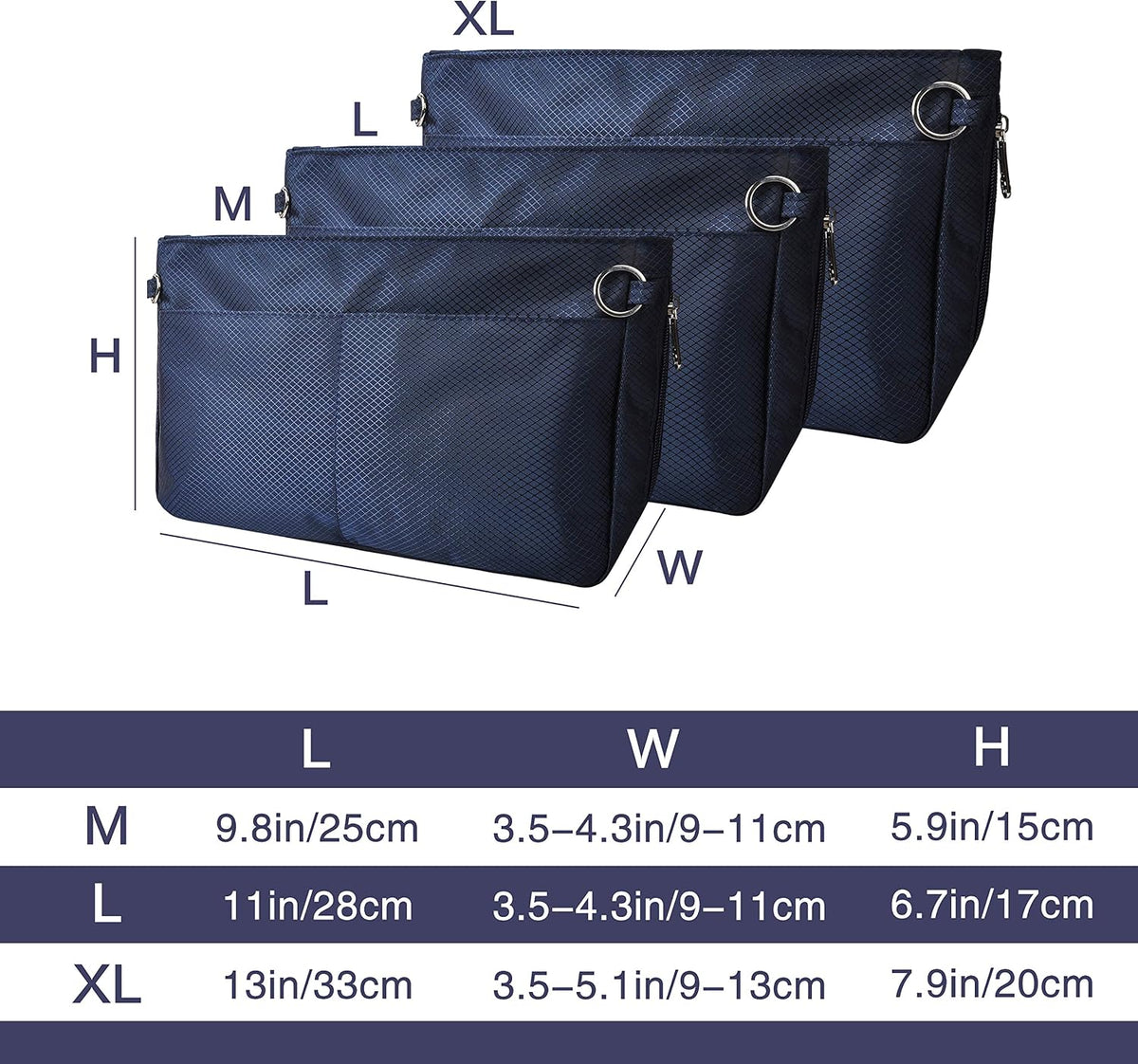 Expandable Nylon Handbag Purse Organizer Insert Liner Shaper Bag in Bag Beige Grey XLarge