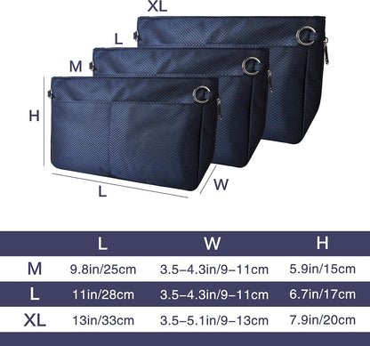 Expandable Nylon Handbag Purse Organizer Insert Liner Shaper Bag in Bag Beige Grey XLarge