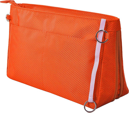 Expandable Nylon Handbag Purse Organizer Insert Liner Shaper Bag in Bag Beige Grey XLarge