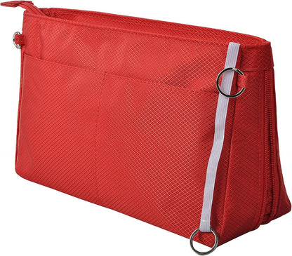 Expandable Nylon Handbag Purse Organizer Insert Liner Shaper Bag in Bag Beige Grey XLarge
