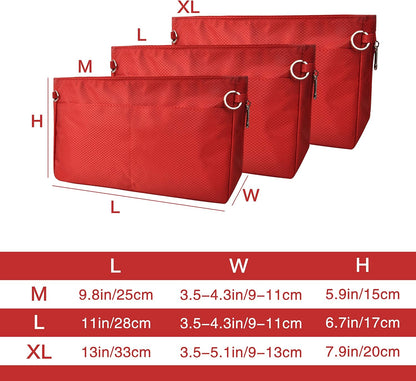 Expandable Nylon Handbag Purse Organizer Insert Liner Shaper Bag in Bag Beige Grey XLarge