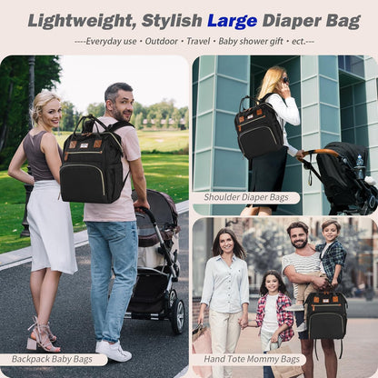 Diaper Bag Backpack: Tote Baby Bag for Boy and Girl, Large Mommy Bag Insulated Pockets Charger Holes for Men and Women, Nappy Bag for Baby Airplane Traveing Beige khaki