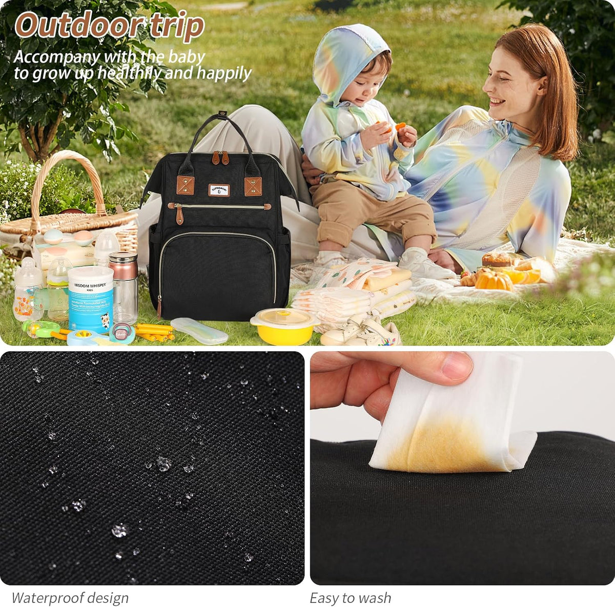Diaper Bag Backpack: Tote Baby Bag for Boy and Girl, Large Mommy Bag Insulated Pockets Charger Holes for Men and Women, Nappy Bag for Baby Airplane Traveing Beige khaki